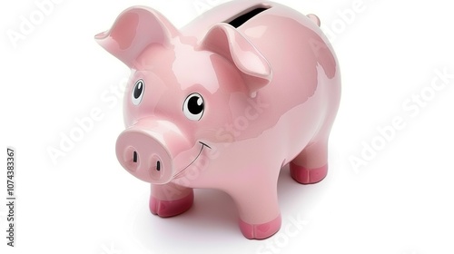 Piggy Bank on White Background - a charming and savings-inspired visual. The piggy bank on the white background creates a simple yet inviting look. It gives the impression of saving money, making it a