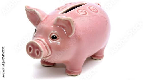 Piggy Bank on White Background - a charming and savings-inspired visual. The piggy bank on the white background creates a simple yet inviting look. It gives the impression of saving money, making it a