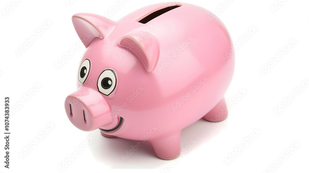 Piggy Bank on White Background - a charming and savings-inspired visual. The piggy bank on the white background creates a simple yet inviting look. It gives the impression of saving money, making it a Piggy Bank on White Background - a charming and savings-inspired visual. The piggy bank on the white background creates a simple yet inviting look. It gives the impression of saving money, making it a