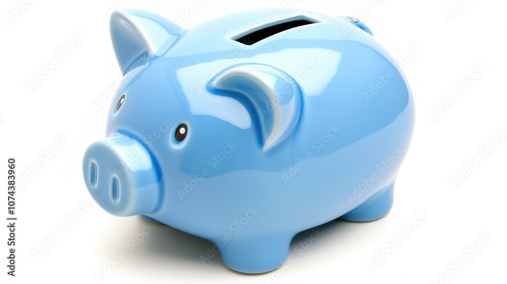 Piggy Bank on White Background - a charming and savings-inspired visual. The piggy bank on the white background creates a simple yet inviting look. It gives the impression of saving money, making it a