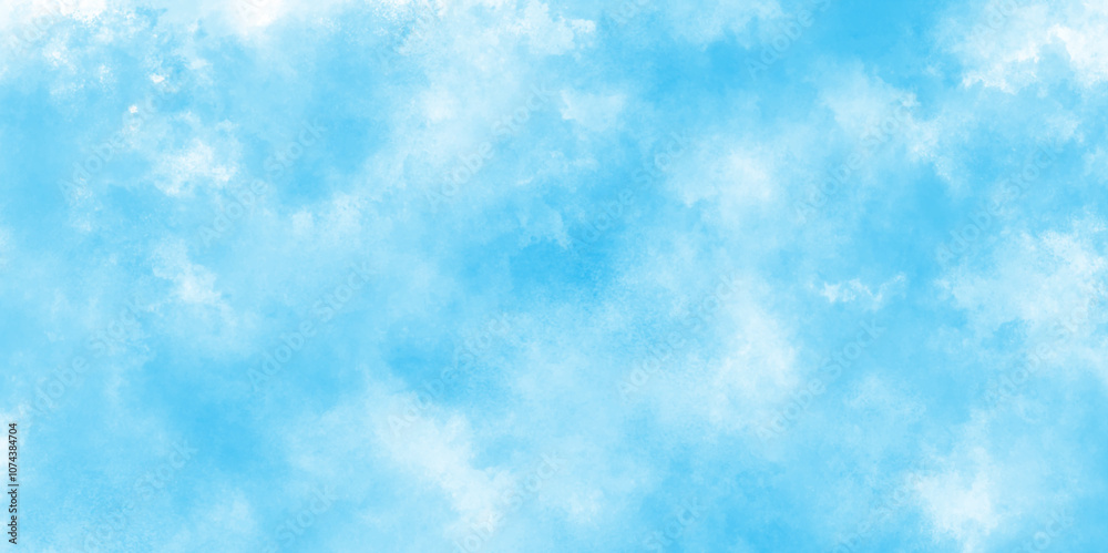 Abstract blue color clouds background, Vibrant clear blue sky with puffy and blurry natural clear clouds, Abstract blue watercolor painted sky background by teal color blue. Abstract blue color clouds background, Vibrant clear blue sky with puffy and blurry natural clear clouds, Abstract blue watercolor painted sky background by teal color blue.