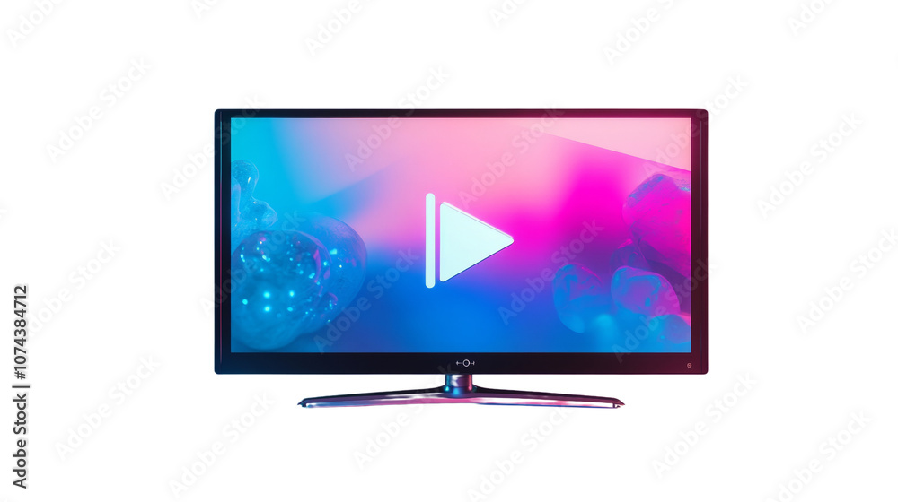 3D Smart TV with Color Screen and Play Icon - LED Display
