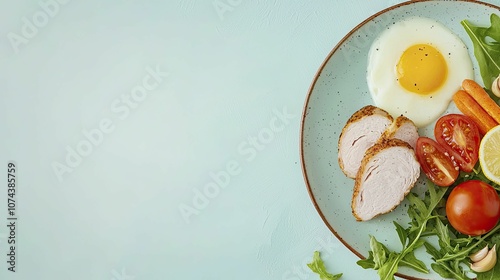 Abstract depiction of ketosis featuring flowing lines, simple food elements, gentle hues, and a clean, organic aesthetic. photo