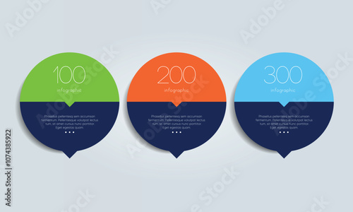 3 elements scheme, diagram. Three connected circles. Infographic template.