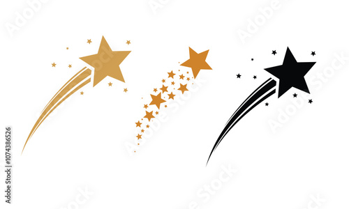 Falling star icon. Gold shooting star vector illustration