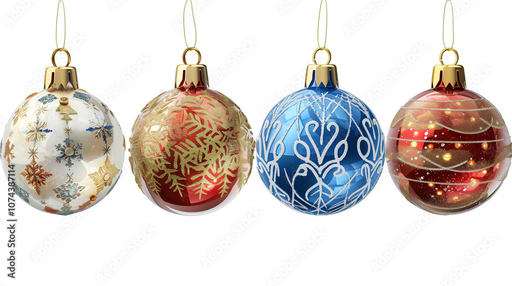 Christmas balls on the Christmas tree for a Christmas greeting card or for Christmas greetings isolated on white background Christmas balls on the Christmas tree for a Christmas greeting card or for Christmas greetings isolated on white background