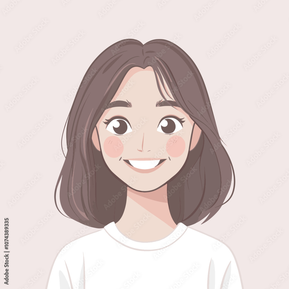 Smiling Girl with Brown Hair and White T-Shirt Smiling Girl with Brown Hair and White T-Shirt