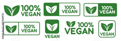 Vegan food icon set badge sign. Bio, Ecology, Organic logos and badges, label, tag. Green leaf on white background. Vector illustration.