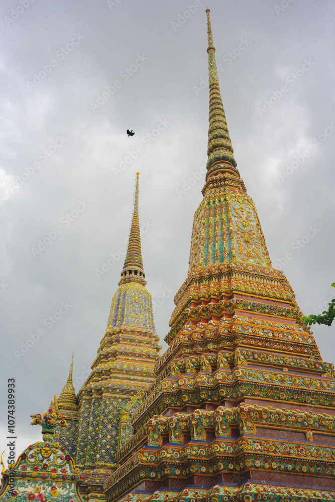 Fototapeta premium asia travel concept with old pagoda in thailand temple
