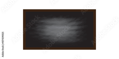 Realistic green chalkboard with wooden frame isolated on white background. Rubbed out dirty chalkboard. Empty school chalkboard for classroom or restaurant menu. Vector template blackboard for design
