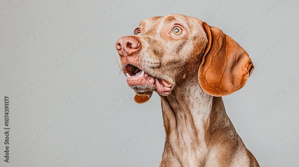 Surprised dog isolated on white copy space background Surprised dog isolated on white copy space background
