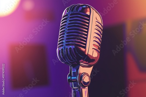 Vintage podcast microphone illustrated in pop art style vector format