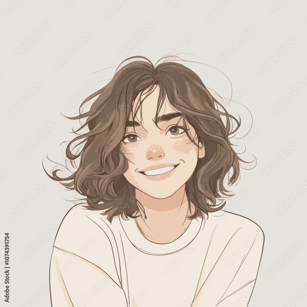 Smiling Girl with Short Brown Hair and Freckles Smiling Girl with Short Brown Hair and Freckles