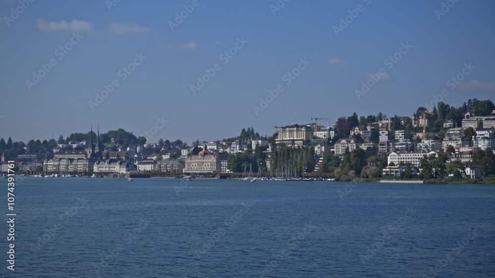 View of city of Lucerne from the beautiful and peaceful lake View of city of Lucerne from the beautiful and peaceful lake
