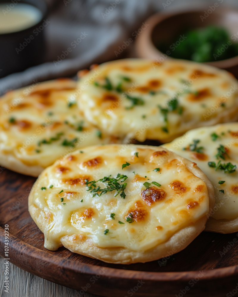 Close-up of cheese blini with melted cheese oozing out Close-up of cheese blini with melted cheese oozing out