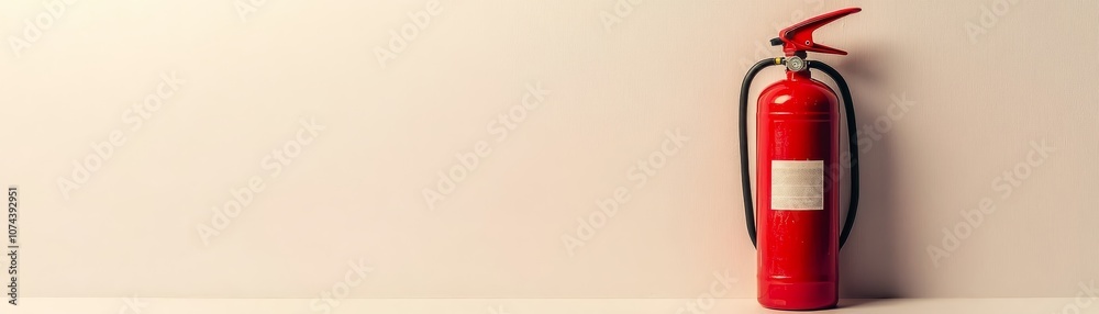 Bright red fire extinguisher isolated on white, essential fire safety and protection equipment for emergency preparedness Bright red fire extinguisher isolated on white, essential fire safety and protection equipment for emergency preparedness