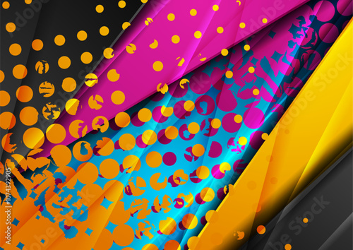 Colorful glossy abstract corporate background with halftone elements. Vector design