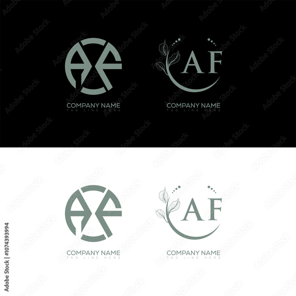 AF minimalist and classic logo set design. AF monogram circle shape vector. AF unique design. AF minimalist and classic logo set design. AF monogram circle shape vector. AF unique design.