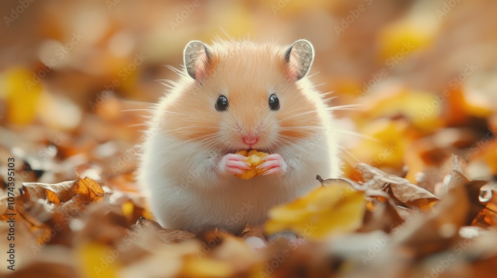 A hamster is sitting and eating in a small cage. Round face and fluffy fur A hamster is sitting and eating in a small cage. Round face and fluffy fur