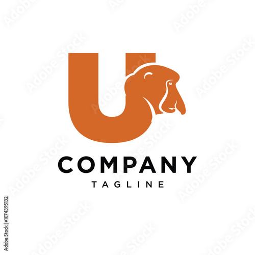 Letter U Proboscis Monkey logo icon vector