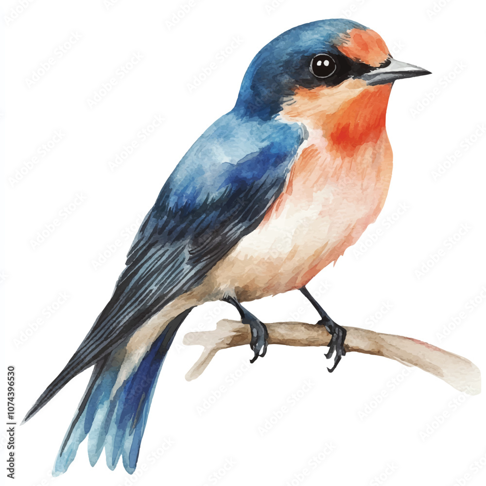 cute Swallow watercolor clipart illustration isolated