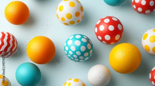 Colorful easter eggs on a blue background, vibrant springtime celebration