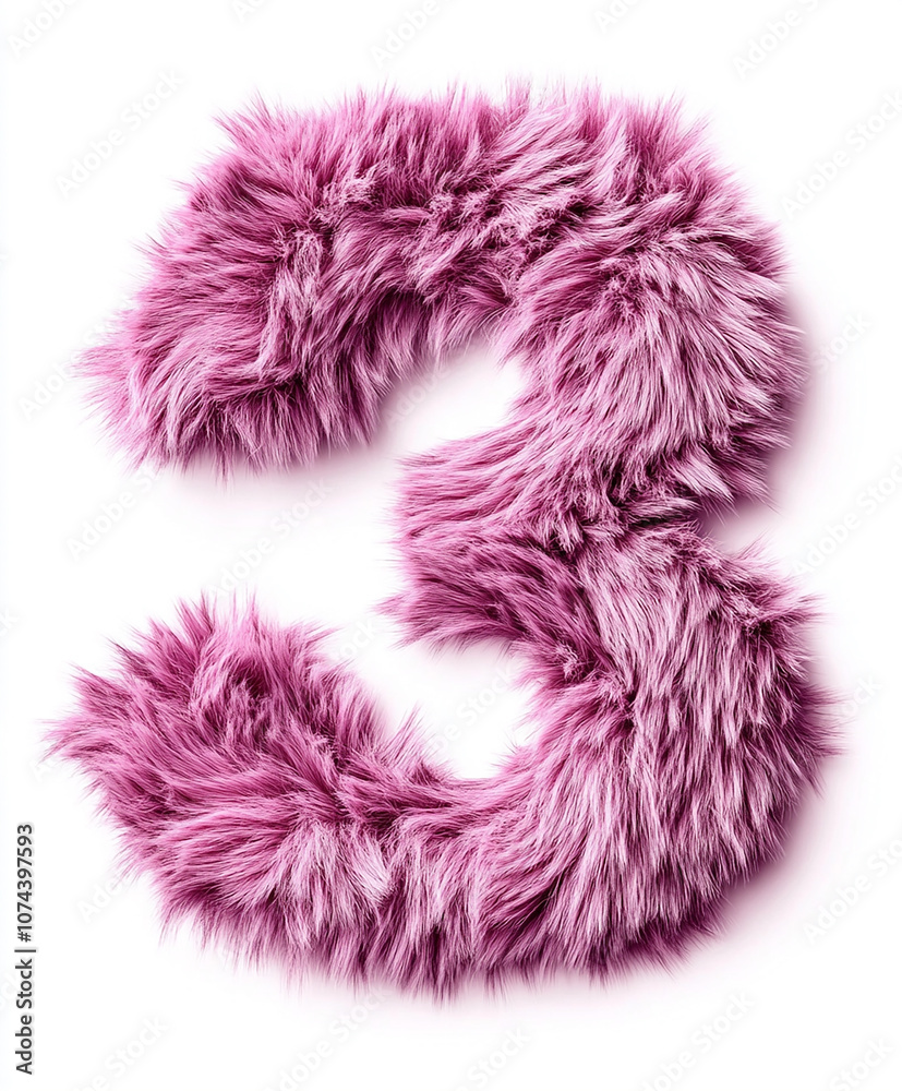 pink color Fur style number 3 on white background