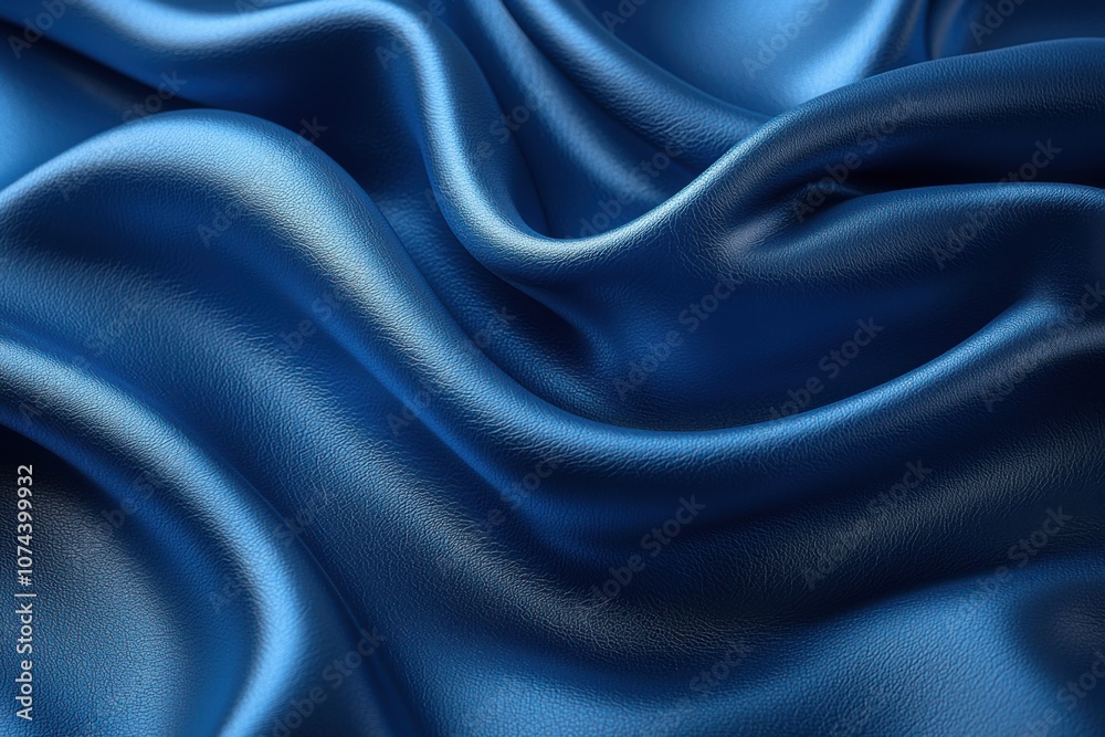 Fototapeta premium Luxurious Blue Leather Fabric Drape Textured Background