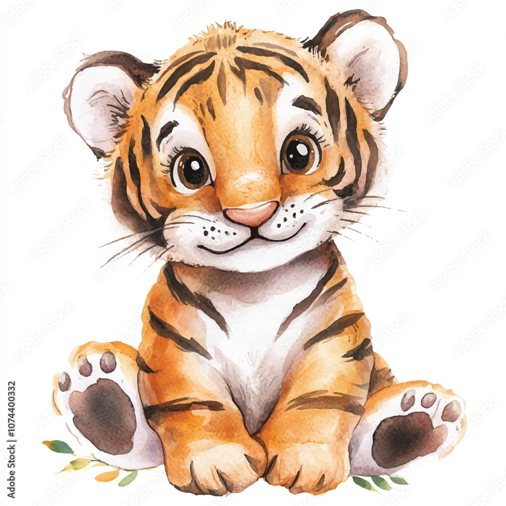 cute Tiger watercolor clipart illustration isolated cute Tiger watercolor clipart illustration isolated