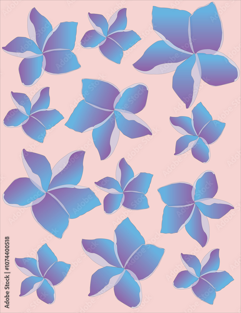 A vector art of a flower pattern made of purple flowers on a pale pink background. A vector art of a flower pattern made of purple flowers on a pale pink background.