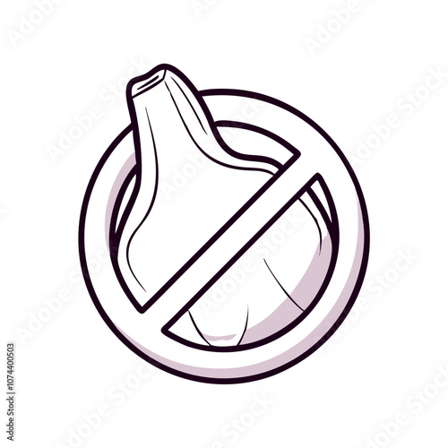 No plastic symbol icon featuring plastic cellophane bag design promoting environmental awareness 