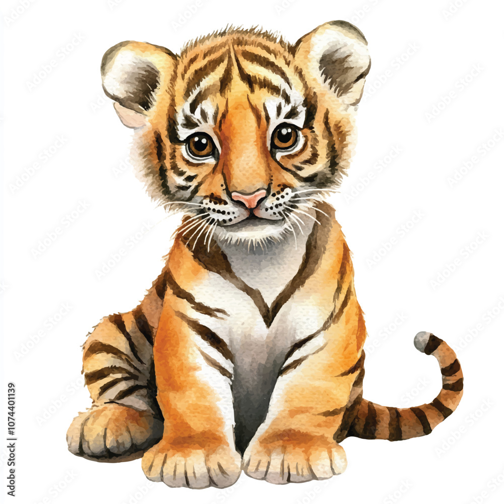 Fototapeta premium cute Tiger watercolor clipart illustration isolated
