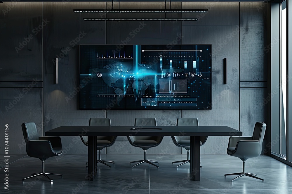 Modern office conference room with digital display. Modern office conference room with digital display.