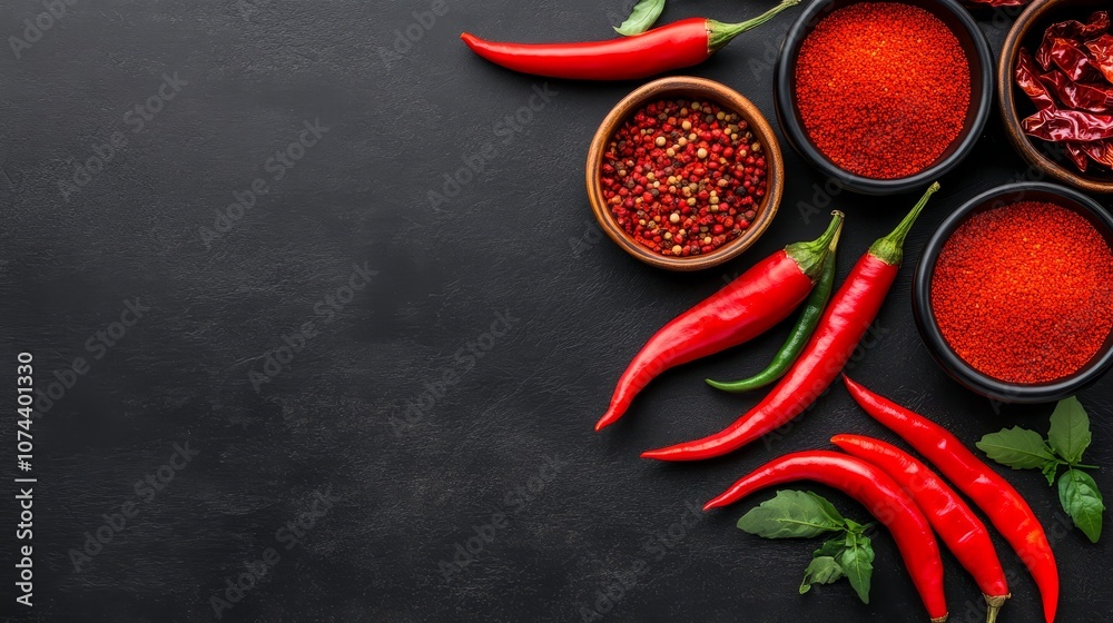 Vibrant red chili peppers, a burst of flavor and spice for culinary delights ripe Vibrant red chili peppers, a burst of flavor and spice for culinary delights ripe