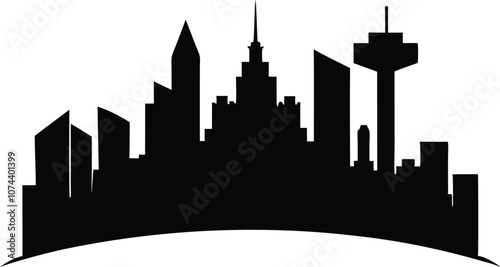 cityscape silhouette, skyline vector black 