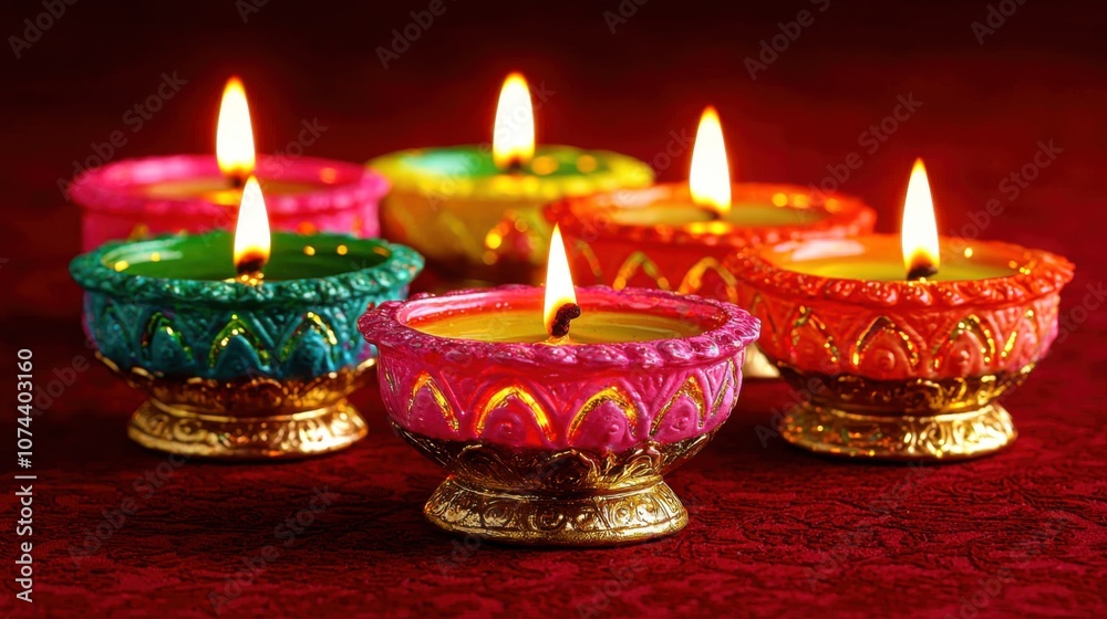 Colorful Diwali Diya Candles Festive Lights Indian Festival Holiday Celebration Spiritual Decor Colorful Diwali Diya Candles Festive Lights Indian Festival Holiday Celebration Spiritual Decor