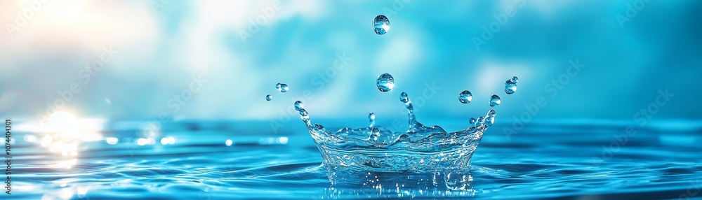 Dynamic water splash in a blue bowl, refreshing burst of aqua and liquid motion