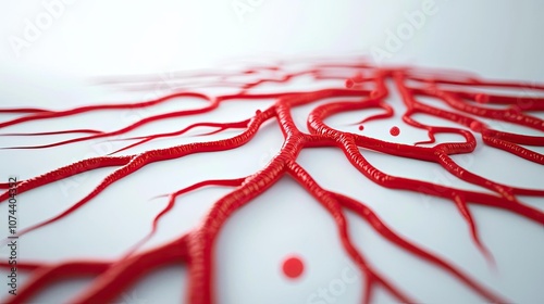 Abstract red root design on a white isolated background. photo