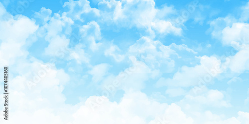 Abstract blue sky with clouds background, abstract watercolor background illustration. 