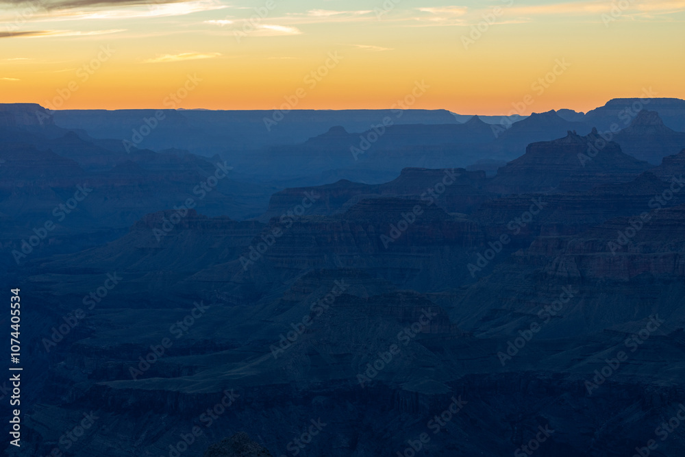 Fototapeta premium Sunset silhouettes from Navajo Point in Grand Canyon National Park, Arizona. High quality picture for download.