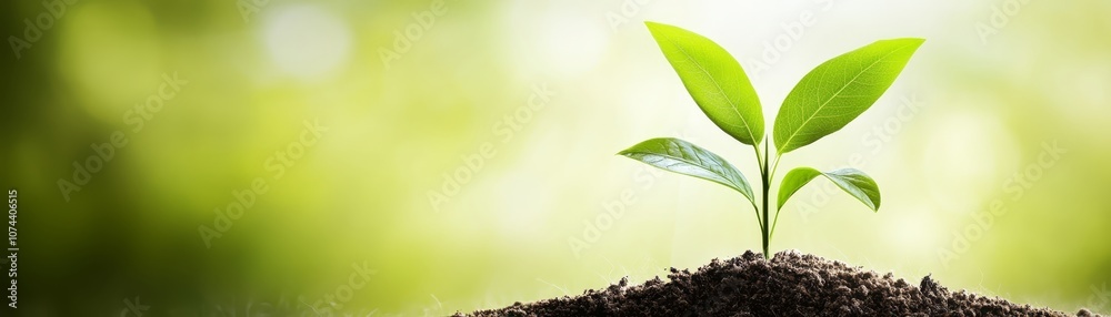 New life emerging, a tiny plant grows from the soil, symbolizing nature's resilience and the cycle of life New life emerging, a tiny plant grows from the soil, symbolizing nature's resilience and the cycle of life