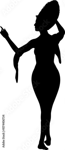 Abstract silhouette of a fantasy girl, enchantress or witch. Mystical character captures the essence of magic and mystery. Perfect for fantasy themed designs, book covers, or mystical artwork.