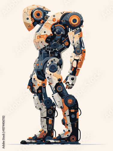 Vector illustration of robot. Artificial intelligence, machine learning and futuristic technology.
