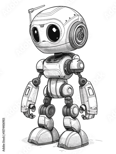 cartoon robot on a white background, vector illustration, eps10