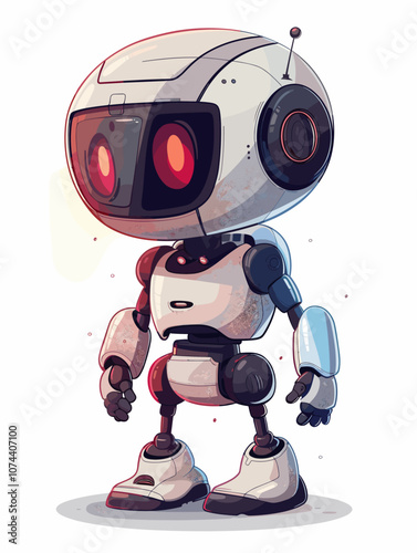 Robot cartoon character. Vector illustration isolated on a white background.