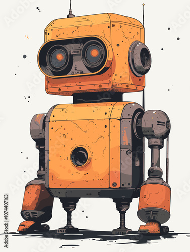 Vector illustration of an old robot. Retro robot. Vintage robot.