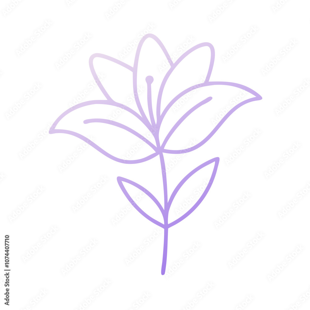 Obraz premium Minimalist Purple Lily Flower Outline Illustration