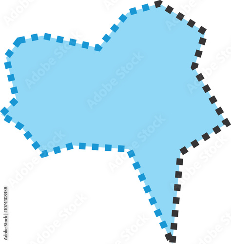 A light blue, irregularly shaped speech bubble vector with a dashed outline, perfect for adding text in graphic designs or presentations