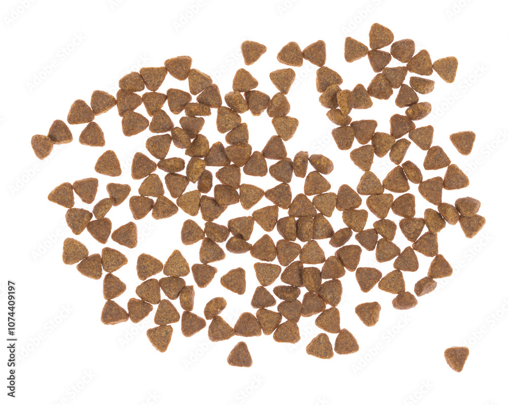 dry pet food isolated on white background. close up. top view. blank for designers dry pet food isolated on white background. close up. top view. blank for designers
