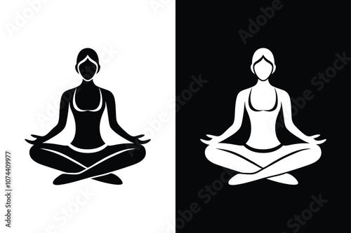 Yoga logo silhouette vector. Yoga symbol vector sign isolated on white background.